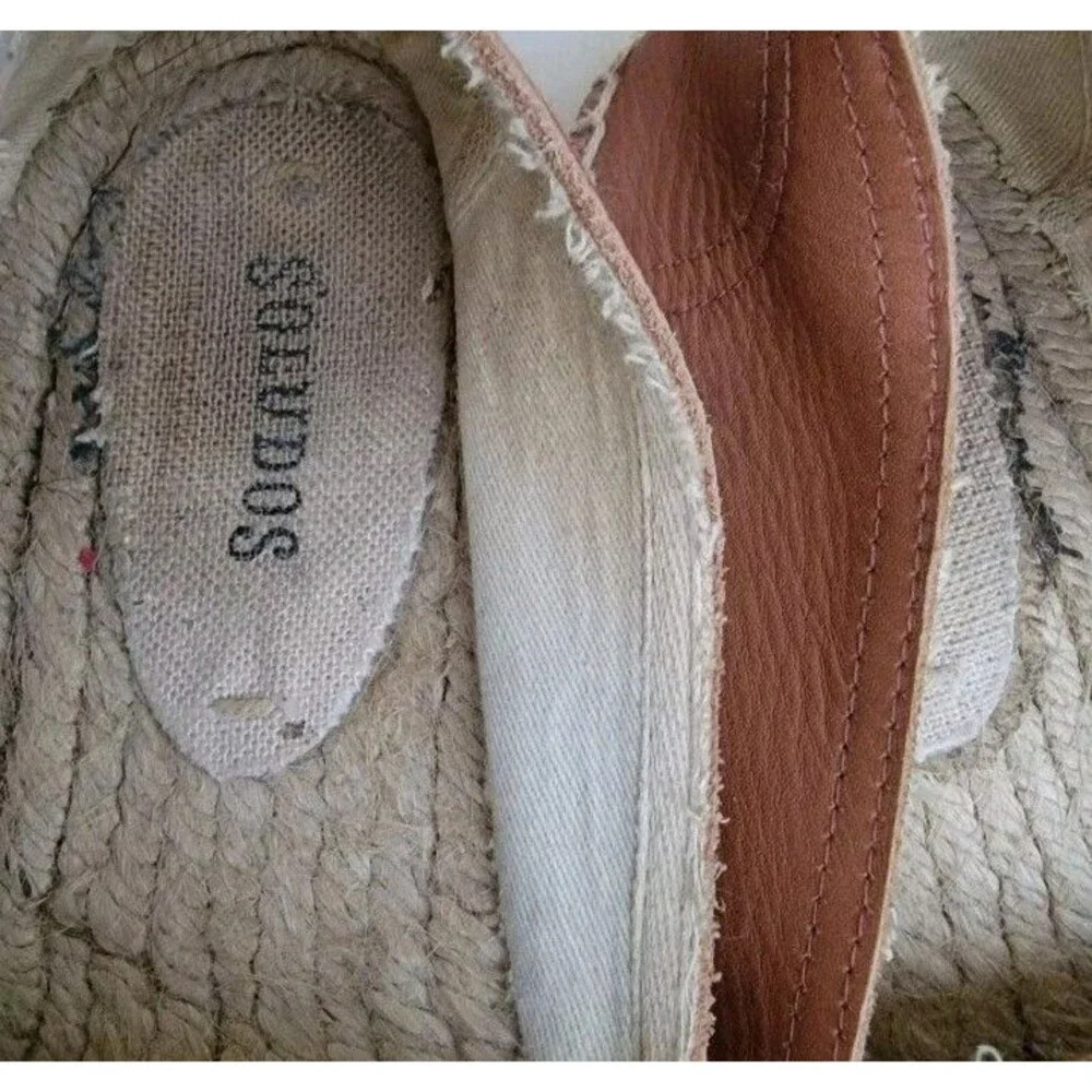 Soludos wmn 7/37.5 Platform Smoking Slipper shoe loafer camel leather espadrille